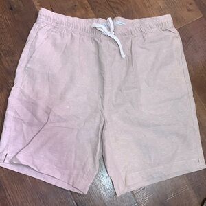 Tenth Ocean Linen Cotton Blend Shorts Men Lg Beige Drawstring Elastic waist